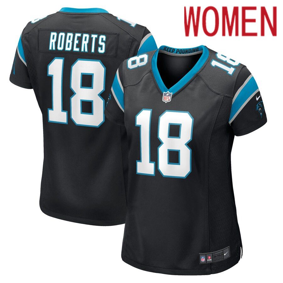 Women Carolina Panthers #18 Andre Roberts Nike Black Game Player NFL Jersey->women nfl jersey->Women Jersey